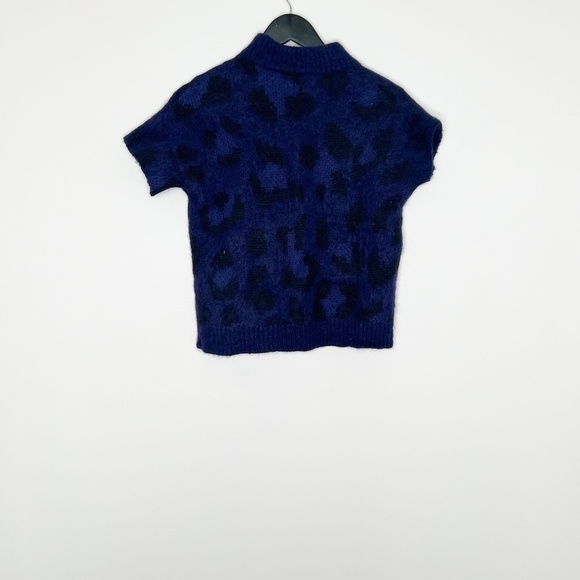 Kate Spade Sweater Short Sleeve Wild Ones Blue Black Alpaca Wool - Picture 4 of 4